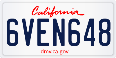 CA license plate 6VEN648