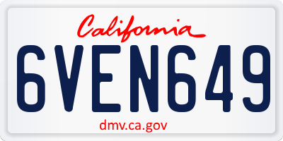 CA license plate 6VEN649