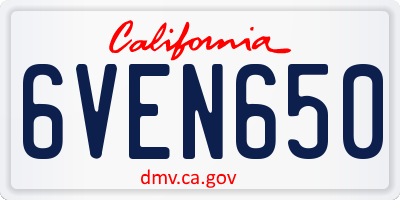 CA license plate 6VEN650