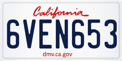 CA license plate 6VEN653