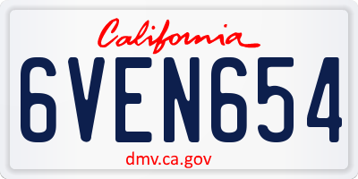 CA license plate 6VEN654