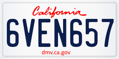 CA license plate 6VEN657