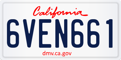 CA license plate 6VEN661