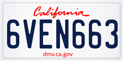CA license plate 6VEN663