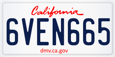 CA license plate 6VEN665