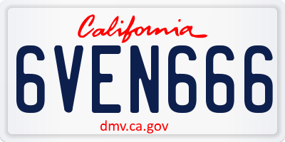 CA license plate 6VEN666