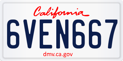 CA license plate 6VEN667