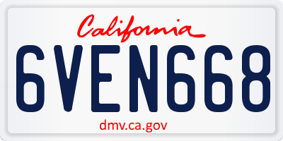 CA license plate 6VEN668
