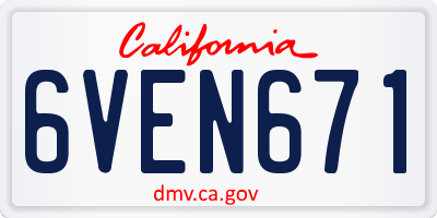 CA license plate 6VEN671