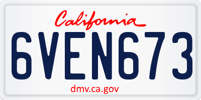 CA license plate 6VEN673