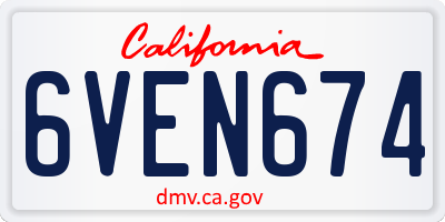 CA license plate 6VEN674