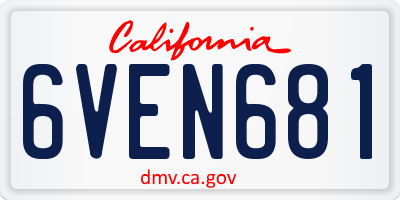 CA license plate 6VEN681