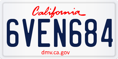 CA license plate 6VEN684