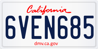 CA license plate 6VEN685