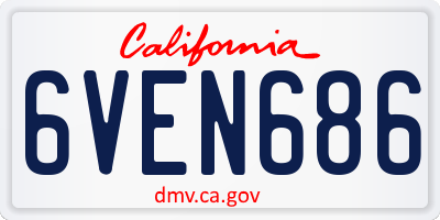 CA license plate 6VEN686