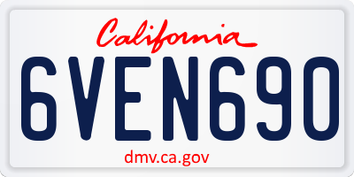 CA license plate 6VEN690