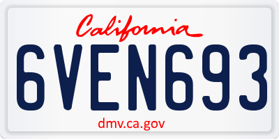 CA license plate 6VEN693