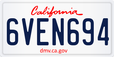 CA license plate 6VEN694
