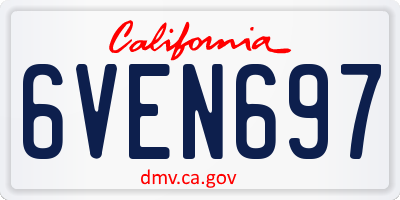 CA license plate 6VEN697