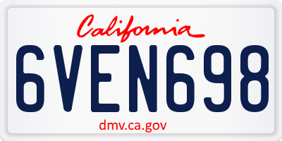 CA license plate 6VEN698