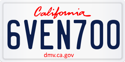 CA license plate 6VEN700