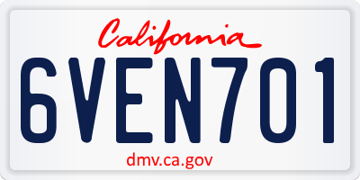 CA license plate 6VEN701