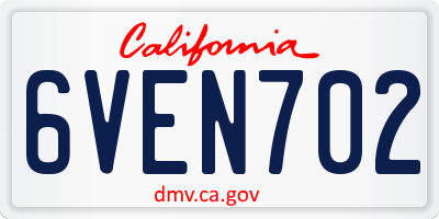 CA license plate 6VEN702