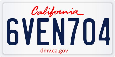 CA license plate 6VEN704