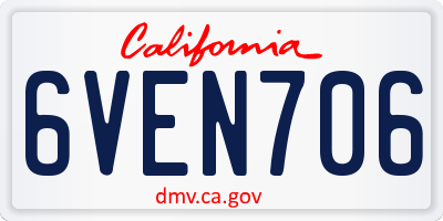 CA license plate 6VEN706