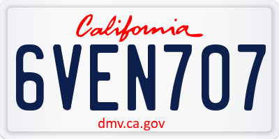 CA license plate 6VEN707