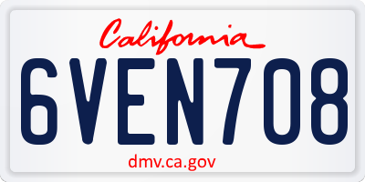 CA license plate 6VEN708