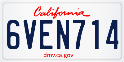 CA license plate 6VEN714
