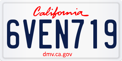 CA license plate 6VEN719