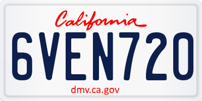 CA license plate 6VEN720