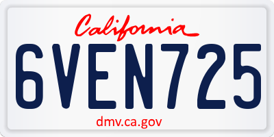 CA license plate 6VEN725