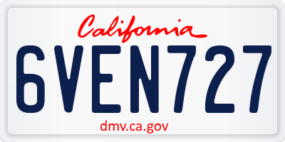 CA license plate 6VEN727