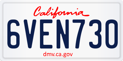 CA license plate 6VEN730