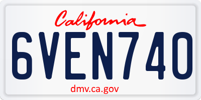 CA license plate 6VEN740