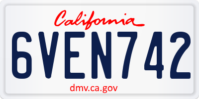CA license plate 6VEN742