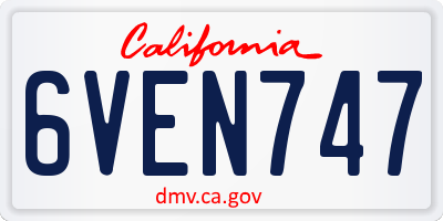 CA license plate 6VEN747