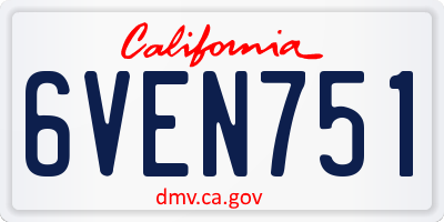 CA license plate 6VEN751