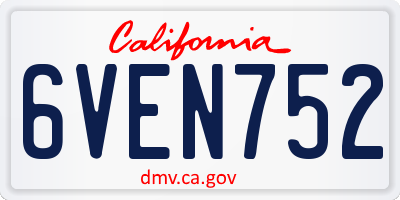 CA license plate 6VEN752