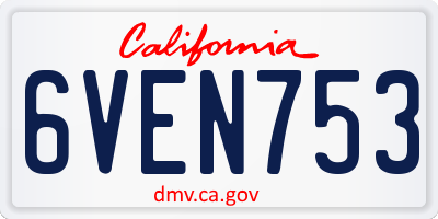 CA license plate 6VEN753