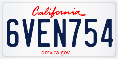 CA license plate 6VEN754