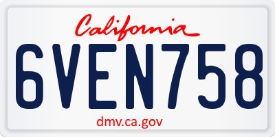 CA license plate 6VEN758