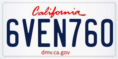 CA license plate 6VEN760