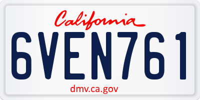 CA license plate 6VEN761