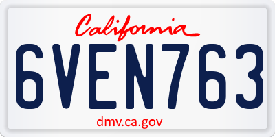 CA license plate 6VEN763