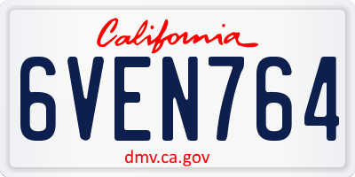 CA license plate 6VEN764