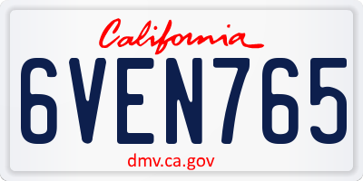 CA license plate 6VEN765
